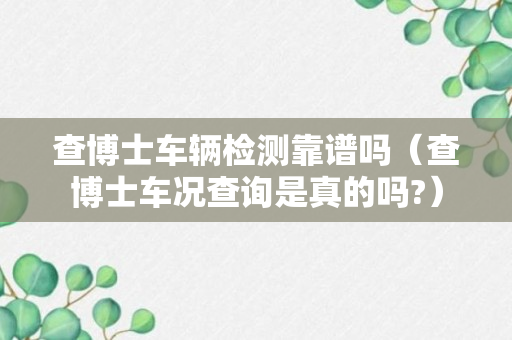 查博士车辆检测靠谱吗（查博士车况查询是真的吗?）