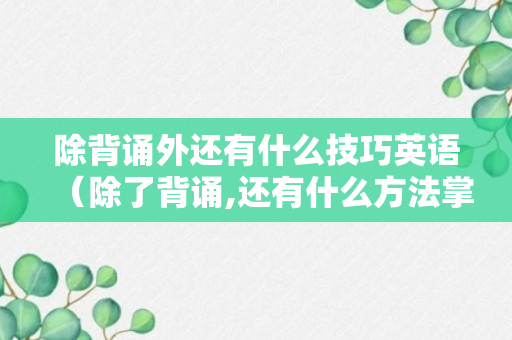 除背诵外还有什么技巧英语（除了背诵,还有什么方法掌握）