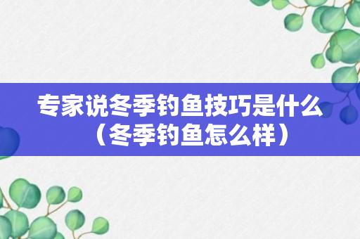 专家说冬季钓鱼技巧是什么（冬季钓鱼怎么样）