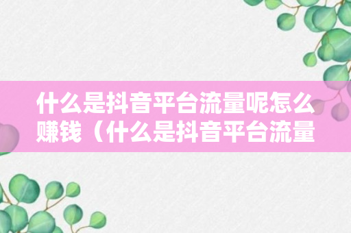 什么是抖音平台流量呢怎么赚钱（什么是抖音平台流量呢怎么赚钱的）