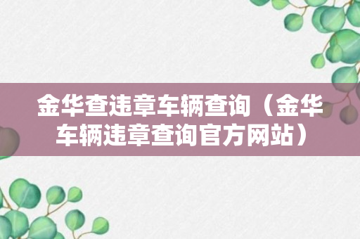 金华查违章车辆查询（金华车辆违章查询官方网站）