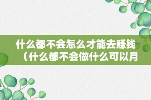 什么都不会怎么才能去赚钱（什么都不会做什么可以月入几万）