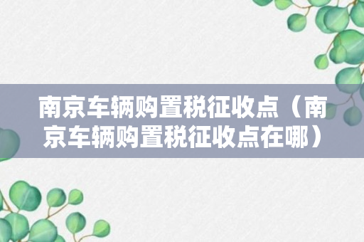 南京车辆购置税征收点（南京车辆购置税征收点在哪）