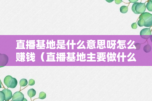 直播基地是什么意思呀怎么赚钱（直播基地主要做什么）