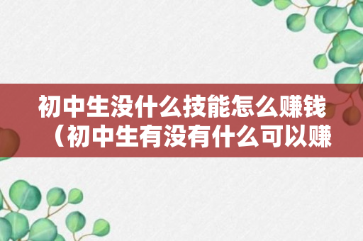 初中生没什么技能怎么赚钱（初中生有没有什么可以赚钱的办法）