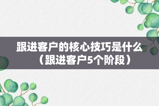 跟进客户的核心技巧是什么（跟进客户5个阶段）