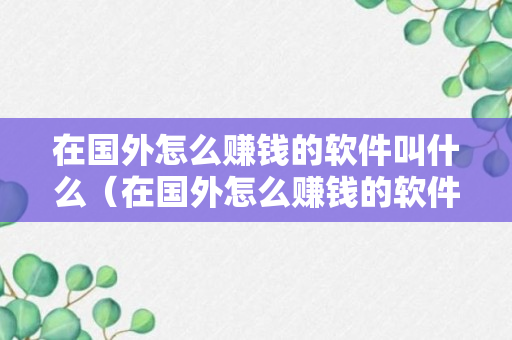 在国外怎么赚钱的软件叫什么（在国外怎么赚钱的软件叫什么名字）