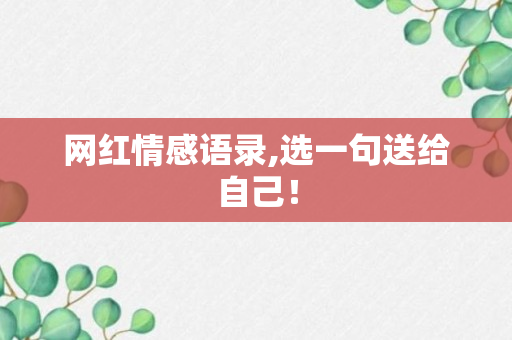 网红情感语录,选一句送给自己！