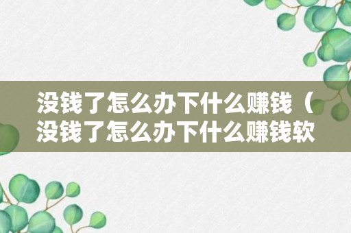 没钱了怎么办下什么赚钱（没钱了怎么办下什么赚钱软件）