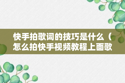 快手拍歌词的技巧是什么（怎么拍快手视频教程上面歌词）