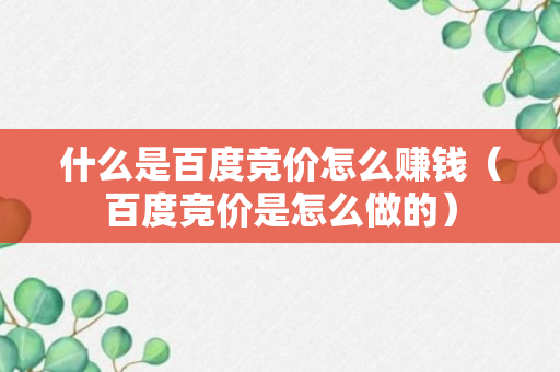 什么是百度竞价怎么赚钱（百度竞价是怎么做的）