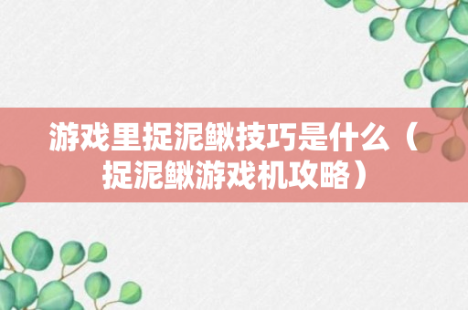 游戏里捉泥鳅技巧是什么（捉泥鳅游戏机攻略）