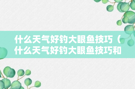 什么天气好钓大眼鱼技巧（什么天气好钓大眼鱼技巧和方法）