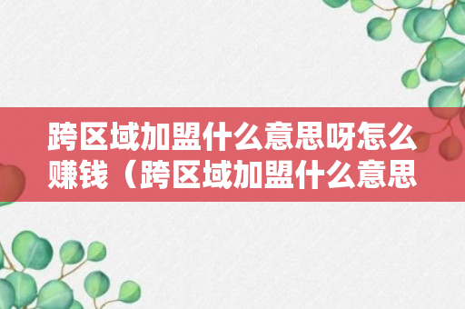 跨区域加盟什么意思呀怎么赚钱（跨区域加盟什么意思呀怎么赚钱的）