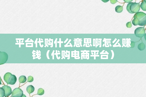 平台代购什么意思啊怎么赚钱（代购电商平台）