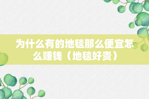 为什么有的地毯那么便宜怎么赚钱（地毯好贵）