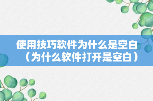 使用技巧软件为什么是空白（为什么软件打开是空白）