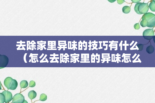 去除家里异味的技巧有什么（怎么去除家里的异味怎么办）