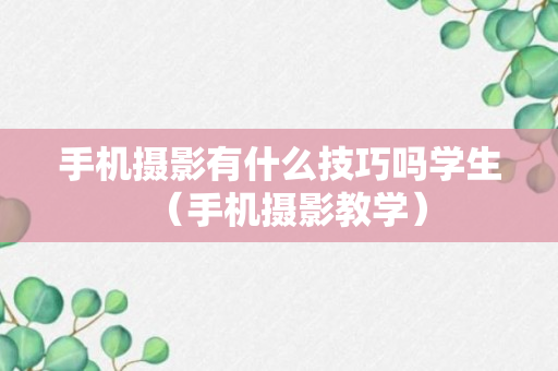 手机摄影有什么技巧吗学生（手机摄影教学）