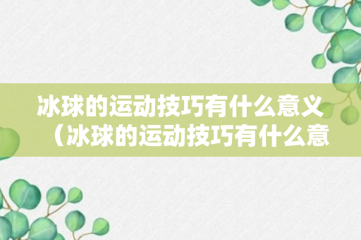 冰球的运动技巧有什么意义（冰球的运动技巧有什么意义和作用）