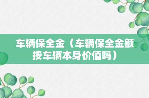 车辆保全金（车辆保全金额按车辆本身价值吗）