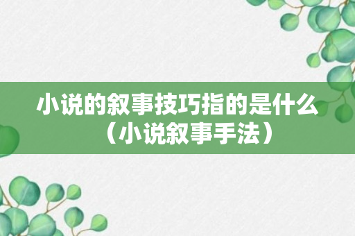 小说的叙事技巧指的是什么（小说叙事手法）