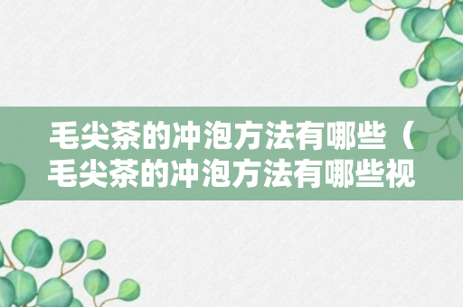 毛尖茶的冲泡方法有哪些（毛尖茶的冲泡方法有哪些视频）