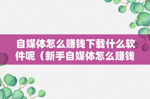 自媒体怎么赚钱下载什么软件呢（新手自媒体怎么赚钱下载）