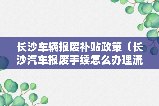 长沙车辆报废补贴政策（长沙汽车报废手续怎么办理流程）