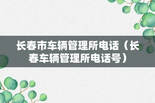 长春市车辆管理所电话（长春车辆管理所电话号）