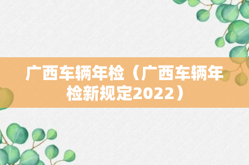 广西车辆年检（广西车辆年检新规定2022）