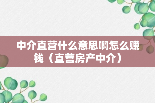 中介直营什么意思啊怎么赚钱（直营房产中介）