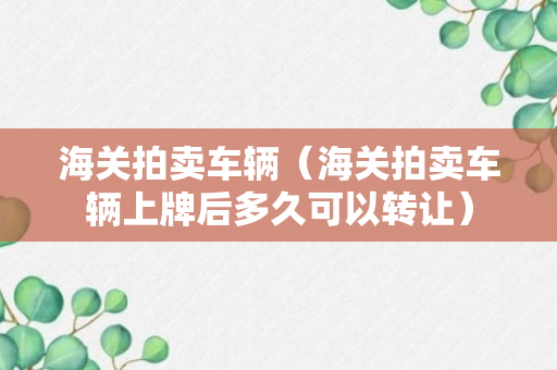 海关拍卖车辆（海关拍卖车辆上牌后多久可以转让）