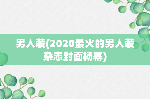 男人装(2020最火的男人装杂志封面杨幂)