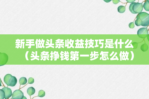 新手做头条收益技巧是什么（头条挣钱第一步怎么做）