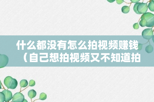 什么都没有怎么拍视频赚钱（自己想拍视频又不知道拍什么怎么拍而且还没钱）