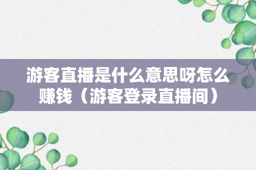 游客直播是什么意思呀怎么赚钱（游客登录直播间）