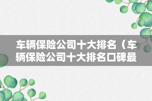 车辆保险公司十大排名（车辆保险公司十大排名口碑最好的）