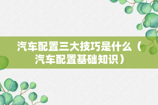 汽车配置三大技巧是什么（汽车配置基础知识）