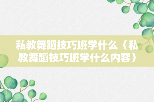 私教舞蹈技巧班学什么（私教舞蹈技巧班学什么内容）