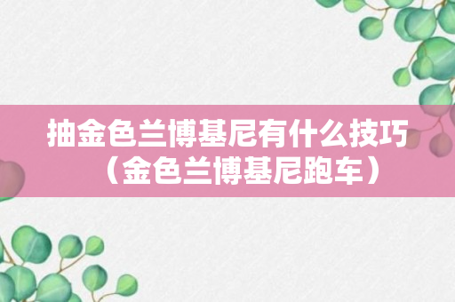 抽金色兰博基尼有什么技巧（金色兰博基尼跑车）