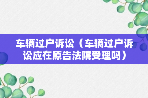 车辆过户诉讼（车辆过户诉讼应在原告法院受理吗）