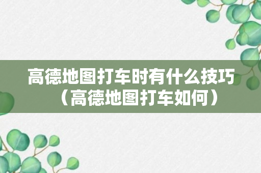 高德地图打车时有什么技巧（高德地图打车如何）