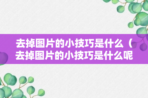 去掉图片的小技巧是什么（去掉图片的小技巧是什么呢）