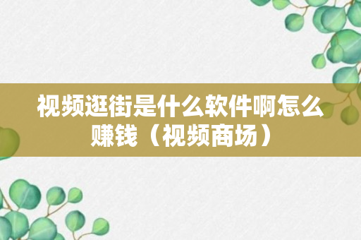 视频逛街是什么软件啊怎么赚钱（视频商场）