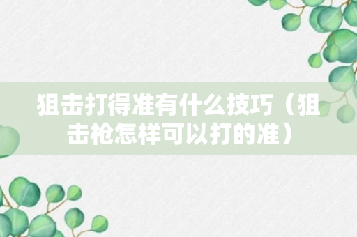 狙击打得准有什么技巧（狙击枪怎样可以打的准）