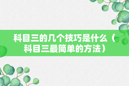 科目三的几个技巧是什么（科目三最简单的方法）