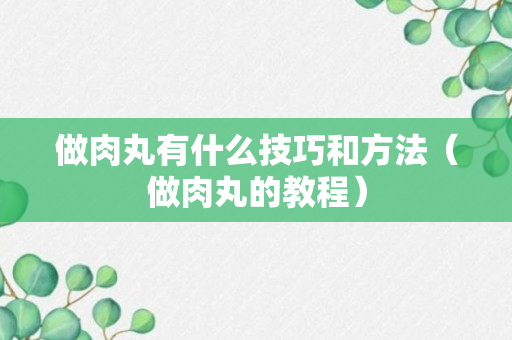 做肉丸有什么技巧和方法（做肉丸的教程）