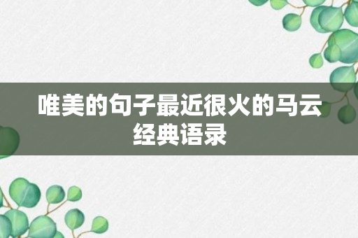 唯美的句子最近很火的马云经典语录