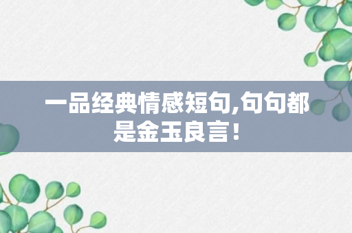 一品经典情感短句,句句都是金玉良言！